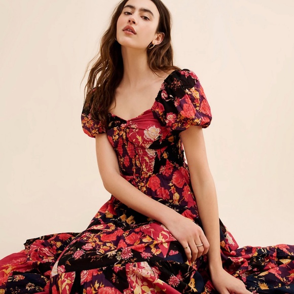 Free People Blue Sundrenched Floral Tiered Maxi Sundress - Picture 3 of 10